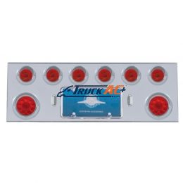 SS Rear Center Panel With Two 10 LED 4" Lights & 6X 13 LED 2-1/2" Lights & Visors -Red LED & Lens - United Pacific 35057
