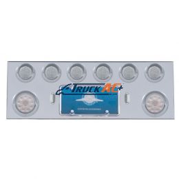 SS Rear Center Panel With 2X 10 LED 4" Lights & 6X 13 LED 2-1/2" Lights & Visors -Red LED/Clear Lens - United Pacific 35058