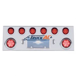 SS Rear Center Panel With 2X 7 LED 4" Reflector Light & 6X 13 LED 2-1/2" Light & Visor -Red LED & Lens - United Pacific 35059