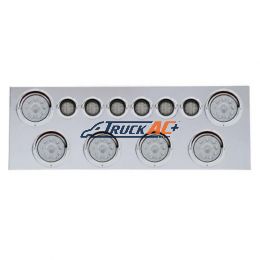 SS Rear Center Panel With 6X 10 LED 4" Lights & 6X 9 LED 2" Lights & Visors -Red LED/Clear Lens - United Pacific 35068