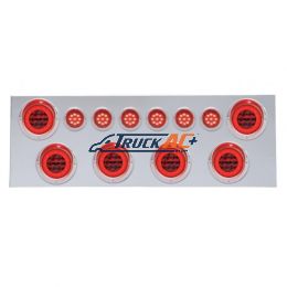 SS Rear Center Panel With 6X 21 LED 4" GloLight & 6X 9 LED 2" GloLight & Visor-Red LED & Lens - United Pacific 35071