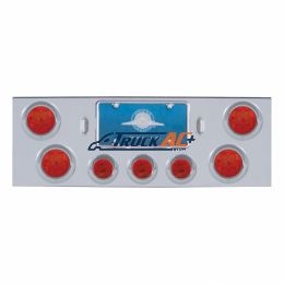CR Rear Center Panel With 4X 7 LED 4" Reflector Light & 3X 13 LED 2-1/2" Light & Visor-Red LED & Lens - United Pacific 35118