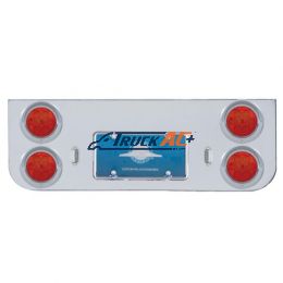 Chrome Rear Center Panel With Four 7 LED 4" Reflector Lights & Visors - Red LED/Red Lens - United Pacific 35122