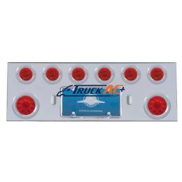 SS Rear Center Panel With Two 10 LED 4" Lights & 6X 13 LED 2-1/2" Lights & Bezels -Red LED & Lens - United Pacific 35157
