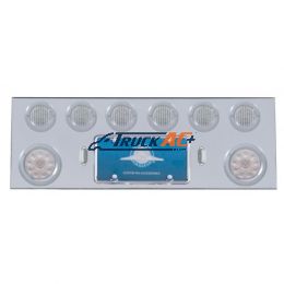 SS Rear Center Panel With 2X 10 LED 4" Lights & 6X 13 LED 2-1/2" Lights & Bezels -Red LED/Clear Lens - United Pacific 35158