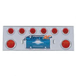 SS Rear Center Panel With 2X 7 LED 4" Reflector Light & 6X 13 LED 2-1/2" Light & Bezel -Red LED & Lens - United Pacific 35159