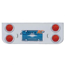 Chrome Rear Center Panel With Four 7 LED 4" Reflector Lights & Bezels - Red LED/Red Lens - United Pacific 35222
