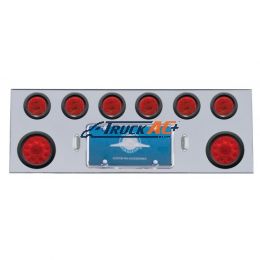SS Rear Center Panel With 2X 10 LED 4" Lights & 6X 13 LED 2-1/2" Lights -Red LED & Lens - United Pacific 35257