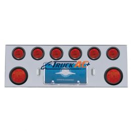 SS Rear Center Panel With 2X 7 LED 4" Reflector Lights & 6X 13 LED 2-1/2" Lights -Red LED & Lens - United Pacific 35259