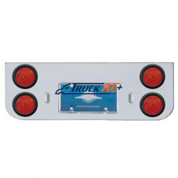 Chrome Rear Center Panel With Four 7 LED 4" Reflector Lights & Grommets - Red LED/Red Lens - United Pacific 35322