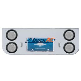 Chrome Rear Center Panel With Four 7 LED 4" Reflector Lights & Grommets - Red LED/Clear Lens - United Pacific 35323
