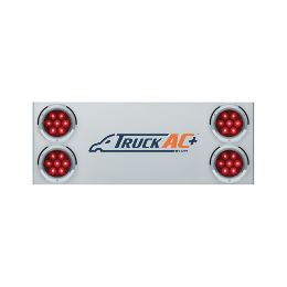 33-3/4" Stainless Rear Center Panel With Four 7 LED 4" Light & Bezel (No LP Holes)- Red LED/Red Lens - CS - United Pacific 34150