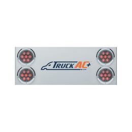 33-3/4" Stainless Rear Center Panel With Four 7 LED 4" Light & Bezel (No LP Holes)- Red LED/Clear Lens - CS - United Pacific 34151