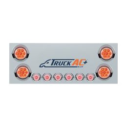 SS Rear CP With 4X 7 LED 4" Reflector Lights & 6X 9 LED 2" Lights & Visors (No LP Holes)-Red LED/Clear Lens - United Pacific 34155