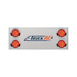 33-3/4" Stainless Rear Center Panel With Four 7 LED 4" Reflector Lights & Visors(No LP Holes)-Red LED/Red Lens - United Pacific 34156