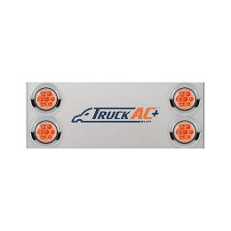 33-3/4" Stainless Rear Center Panel With Four 7 LED 4" Reflector Lights&Visors(No LP Holes)-Red LED/Clear Lens - United Pacific 34157
