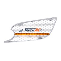 L46-6062, L46-6062R Chrome Air Intake Grille W/Reflector LED Light For 2012-2021 Peterbilt 579 (Driver) - Amber LED/Amber Lens - United Pacific 41777