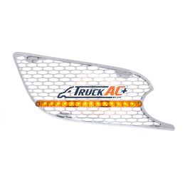 L46-6062, L46-6062R Chrome Air Intake Grille With LED Light For 2012-2021 Peterbilt 579 (Passenger) - Amber LED/Amber Lens - United Pacific 41781