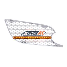 L46-6062, L46-6062R Chrome Air Intake Grille W/Reflector LED Light For 2012-2021 Peterbilt 579 (Passenger) - Amber LED/Amber Lens - United Pacific 41783