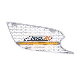 L46-6062, L46-6062R Chrome Air Intake Grille W/Reflector LED Light For 2012-2021 Peterbilt 579 (Passenger) - Amber LED/Clear Lens - United Pacific 41784