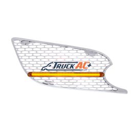 L46-6062, L46-6062R Chrome Air Intake Grille With LED GloLight For 2012-2021 Peterbilt 579 (Passenger) - Amber LED/Amber Lens - United Pacific 41785