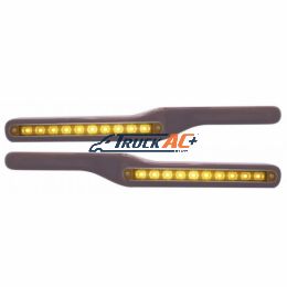 Wood Armrest With LED Light For Peterbilt- Amber LED/Amber Lens (Pair) - United Pacific 87992