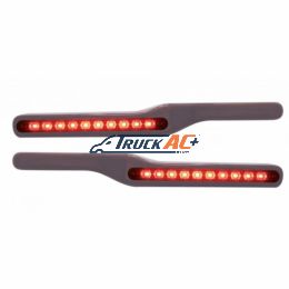 Wood Armrest With LED Light For Peterbilt- Red LED/Red Lens (Pair) - United Pacific 87993