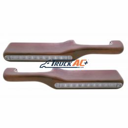 Wood Armrest With LED Light For Peterbilt- Amber LED/Clear Lens (Pair) - United Pacific 87994