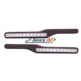Wood Armrest With LED Light For Peterbilt- White LED/Clear Lens (Pair) - United Pacific 87997