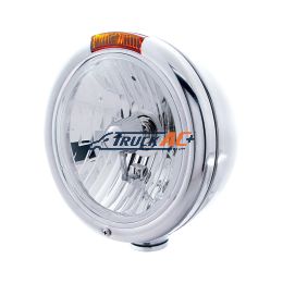 Stainless Steel Classic Headlight Crystal H4 Bulb & Turn Signal - Amber Lens - United Pacific 30415