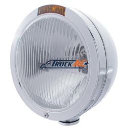 Stainless Steel Bullet Classic Headlight H4 Bulb & Turn Signal - Amber Lens - United Pacific 31197