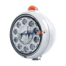 Chrome Guide 682-C Headlight 11 LED Bulb & Dual Mode LED Signal - Amber Lens - United Pacific 31490