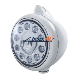 Stainless Steel Guide 682-C Headlight 11 LED Bulb & Original Style LED Signal - Clear Lens - United Pacific 31493