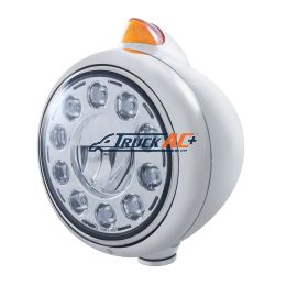 Chrome Guide 682-C Headlight 11 LED Bulb & Original Style LED Signal - Amber Lens - United Pacific 31494