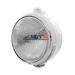 Stainless Steel Guide 682-C Style Headlight H6024 & LED Turn Signal - Clear Lens - United Pacific 31527