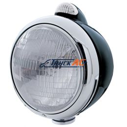 Black Guide 682-C Style Headlight H6024 & LED Turn Signal - Clear Lens - United Pacific 31555