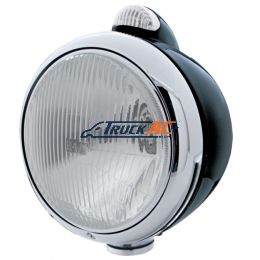 Black Guide 682-C Style Headlight H4 & LED Turn Signal - Clear Lens - United Pacific 31558