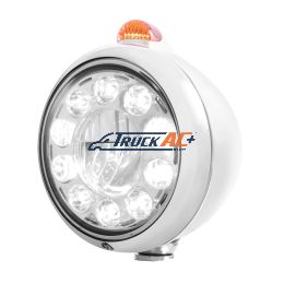 Stainless Steel Guide 682-C Headlight 11 LED Bulb & Dual Mode LED Signal-Amber Lens - United Pacific 31562