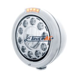 Stainless Classic Headlight 11 LED Bulb & LED Signal - Clear Lens - United Pacific 31579