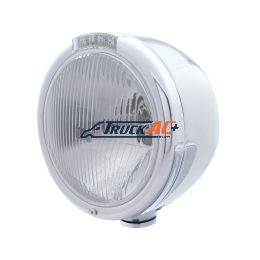 Stainless Steel Classic Half Moon Headlight H4 Bulb & LED Turn Signal - Clear Lens - United Pacific 31726
