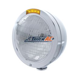 Stainless Steel Bullet Classic Headlight 6014 Bulb & LED Turn Signal - Amber Lens - United Pacific 31734