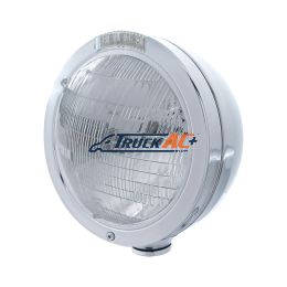 Stainless Steel Bullet Classic Headlight 6014 Bulb & LED Turn Signal - Clear Lens - United Pacific 31735