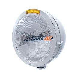 Stainless Steel Bullet Classic Headlight H6024 Bulb & LED Turn Signal - Amber Lens - United Pacific 31737