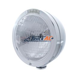 Stainless Steel Bullet Classic Headlight H6024 Bulb & LED Turn Signal - Clear Lens - United Pacific 31738