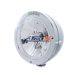 Stainless Steel Bullet Classic Headlight Crystal H4 Bulb & LED Turn Signal - Clear Lens - United Pacific 31744