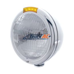 Stainless Steel Classic Headlight H6024 Bulb & LED Turn Signal - Amber Lens - United Pacific 31752