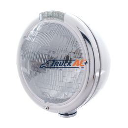 Stainless Steel Classic Headlight H6024 Bulb & LED Turn Signal - Clear Lens - United Pacific 31753