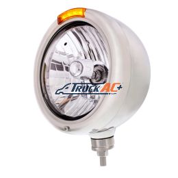 Stainless Steel Classic Headlight Crystal H4 Bulb & LED Turn Signal - Amber Lens - United Pacific 31758