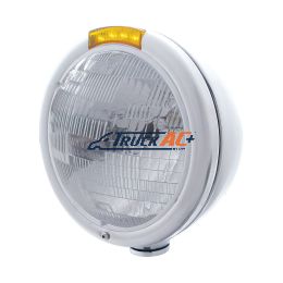 Chrome Classic Headlight H6024 Bulb & LED Turn Signal - Amber Lens - United Pacific 31767