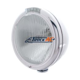 Chrome Classic Headlight H4 Bulb & LED Turn Signal - Clear Lens - United Pacific 31771